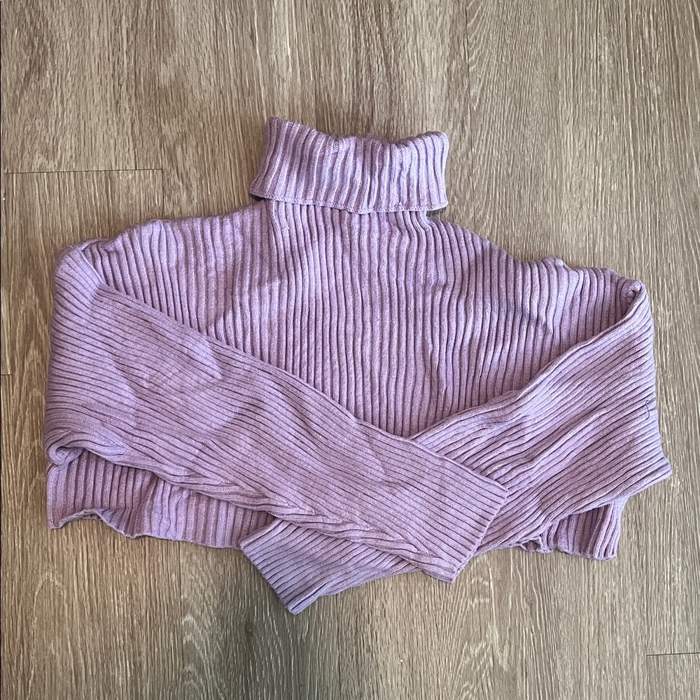 Lilac Ribbed Turtleneck Sweater